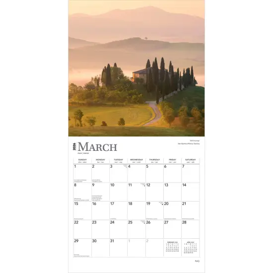 Italy | 2026 12 x 24 Inch (Hanging) Monthly Square Wall Calendar | Plastic-Free {3}