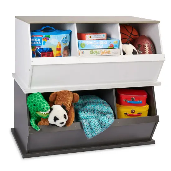 Badger Basket Three Bin Stackable Storage Cubby Charcoal/Gray {6}