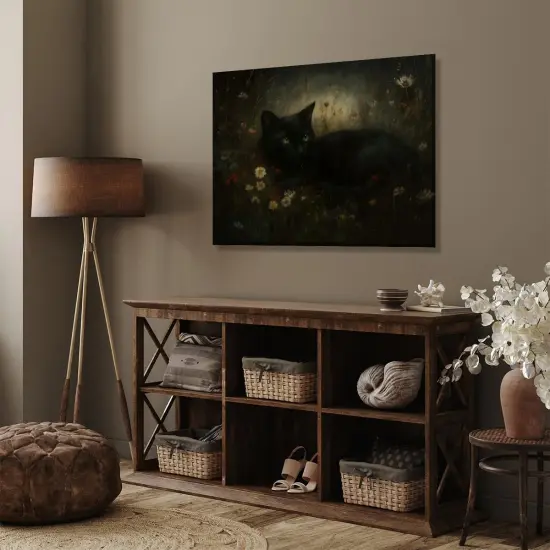 Halloween Black Cat Wall Art Decor - 12x18 Inch (Unframed) {5}