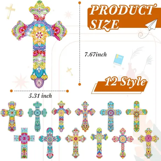 12 Pcs Cross 5D Diamond Painting Bookmarks Rhinestone Kits {3}