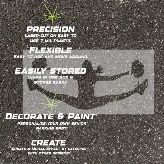 Cheerleading Parking Space Stencil | High School Senior Parking Spot Stencil | Reusable Stencil | Stencil Ease | {3}