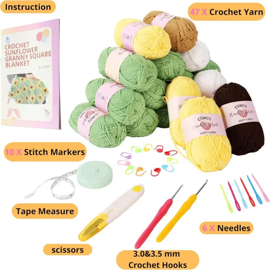 Crochet Sunflower Blanket Kit for Beginners {2}