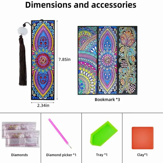 3 Pieces 5D Diamond Painting Bookmark Kits {5}