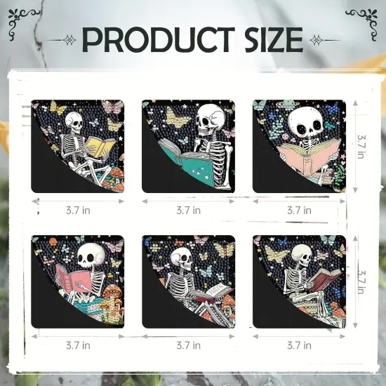 6 Pcs DIY Skull Diamond Painting Corner Bookmarks Kits {2}