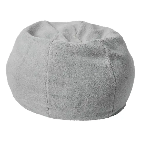 Emma and Oliver Small Bean Bag Chair for Kids and Teens Gray Sherpa {2}