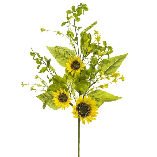 Allstate Sunflower and Wildflower Artificial Floral Silk Spray - 33" - Yellow Orange {1}