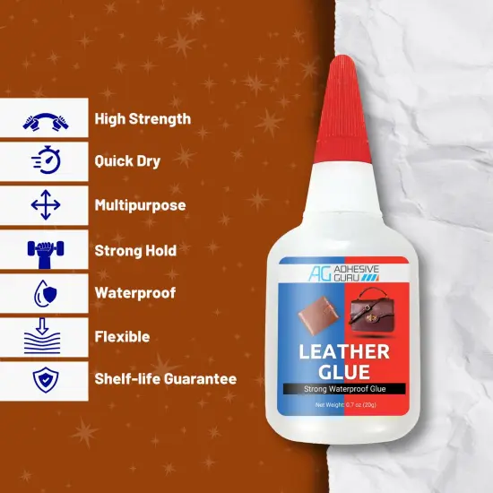 ADHESIVE GURU Leather Glue 0.7 oz &ndash; Clear, Fast-Setting Adhesive for Leather Repairs, Shoes, Bags & Furniture with Precision Tips {6}