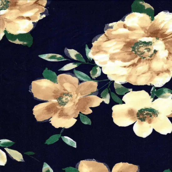 1 Yard 100% Polyester Satin Floral Print Fabric, 57/58&Prime; Wide NAVY {4}