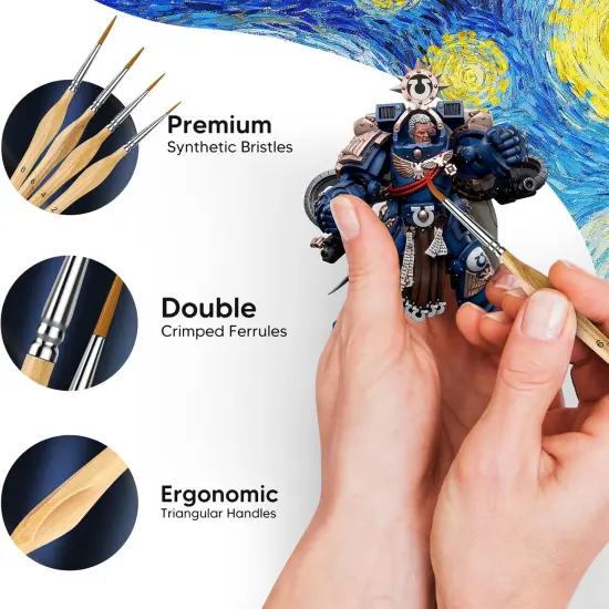 Miniature Paint Brushes, 10PC Fine Detail Paint Brush Set, Mini Small Painting Brushes for Art, Crafts, Acrylic, Watercolor, Oil, Model, Face, Warhammer 40k & Paint by Number, Citadel, Figurine-Wood {2}