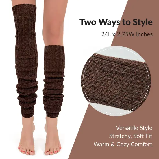 Wrapables Over The Knee Long Wool Blend Leg Warmers, Dark Brown {2}