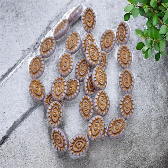 *10* 14x11mm Gold Washed Opaque Purple Mystic Eye Beads {4}