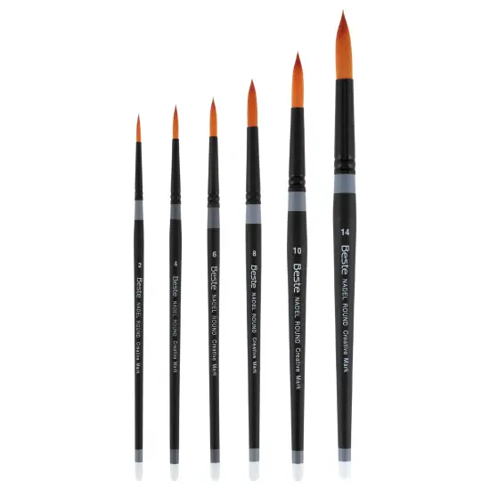 Creative Mark Beste Golden Taklon Nadel Round #4 - 3 Pack Artist Brush, Professional Watercolor Brushes, For Acrylic Painting, Short Handle, Sharp Edges, Hand-Tied & Shaped {4}