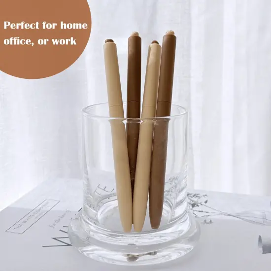 Wrapables Retractable Black Ink Gel Pens, 0.5mm Fine Point, for Home Office Work (Set of 6), Sepia {5}