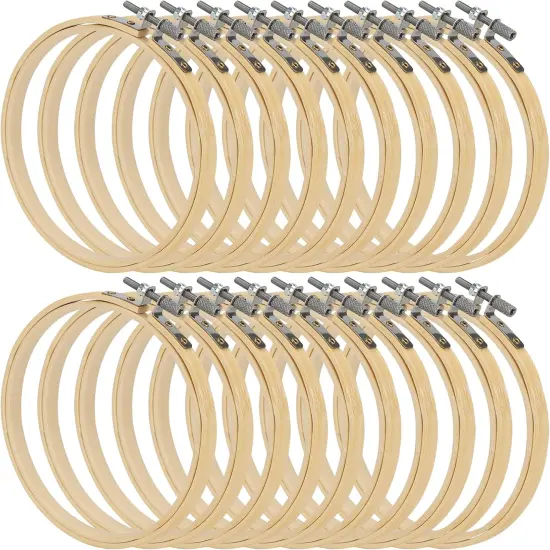20 PCS 5 Inch Bamboo Embroidery Hoop, Adjustable Cross Stitch Circle Ring for Craft Sewing, DIY Project, Decoration {1}