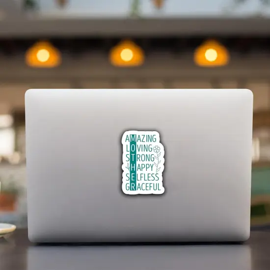 (3Pcs) Strong Mother Sticker, Waterproof Vinyl, Green, Blue, Cartoon Style, Die-cut, Outdoor Use, Motherhood & Inspiration Theme, 3" x 2" {5}