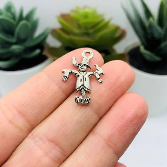 Silver Scarecrow Halloween Fall Charms, 23x16mm {3}