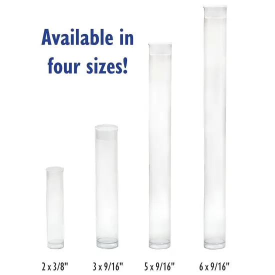 The Beadsmith Clear Plastic Tubes - 6-Inch-Long Round Tubes, 9/16 Inches in diameter - Flat Caps - Use for Beads, Bath Salts, Wedding & Party Favors, Home or Office Storage - Bag of 20 {3}