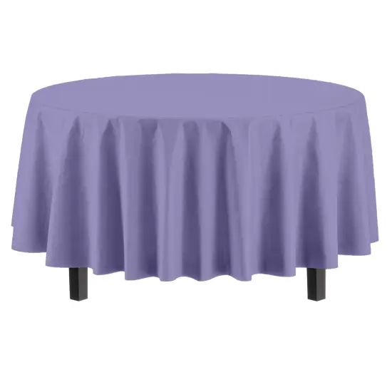 Exquisite Disposable Round Plastic Tablecloths &ndash; 12 Pack 84" Disposable Table Cloths &ndash; Indoor/Outdoor Party Tablecloth &ndash; Round Plastic Table Cover for Events & Party Supplies Lavender {5}