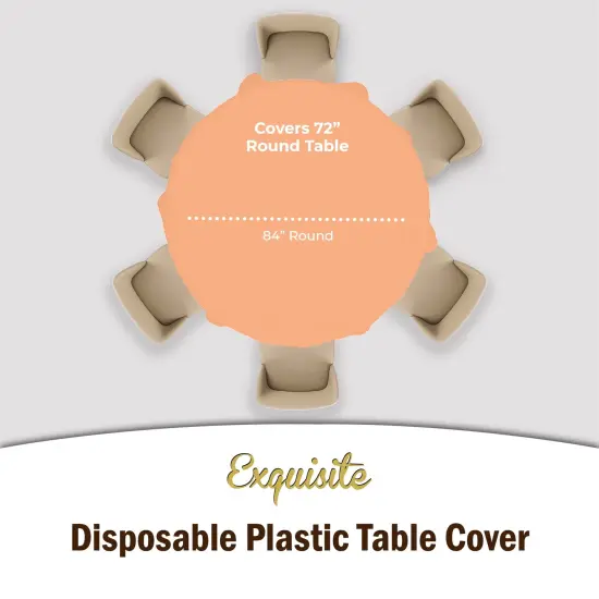 Exquisite Disposable Round Plastic Tablecloths &ndash; 6 Pack 84" Disposable Table Cloths &ndash; Indoor/Outdoor Party Tablecloth &ndash; Round Plastic Table Cover for Events & Party Supplies Peach {5}