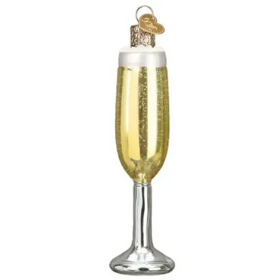 Old World Christmas 4.75 In Champagne Flute Christmas Tree Ornament , Bubbly Beverage Gold {1}