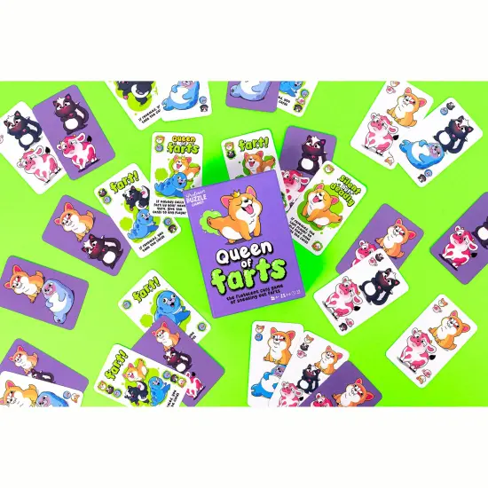 Professor Puzzle: Queen of Farts - Flatulent Animal Card Game, Pair Matching & Card Discarding, Gassy Fun Party Game, Family-Kids Ages 6+, 3-6 Players {7}