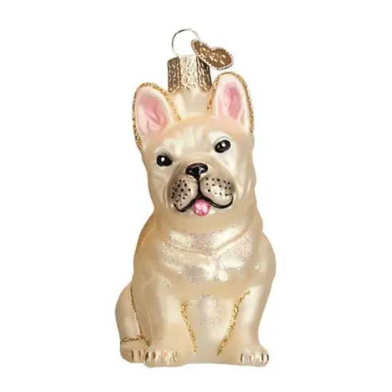 Old World Christmas 3.5 Inch French Bulldog Christmas Tree Ornament , Ornament Loyal Puppy Gold {1}
