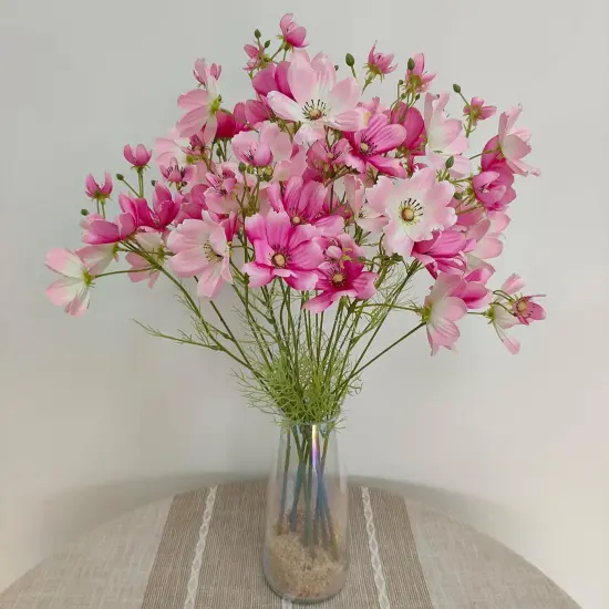 Summer Artificial Pink Daisy Flowers,8 Bundles 21.65'' Faux Fake Silk Daisy Flowers Arrangements for Tabletop Decor ,Home Garden Vase D&eacute;cor (8, Gradient Pink) {4}