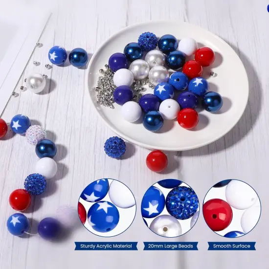 4th of July 24 PCS Patriotic Bead Necklaces {4}