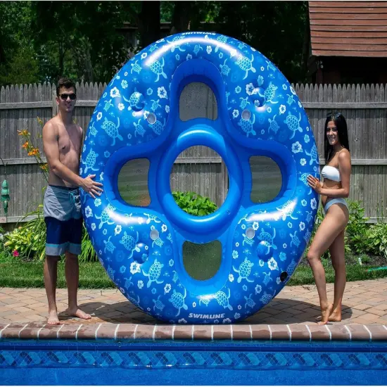 Swimline Inflatable 4 Person Tropical Pool Lounger - 85" Blue {5}
