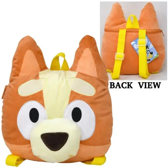 Fast Forward Bluey Bingo Head Plush Shaped Backpack 10 x 13, Orange for Kids {3}