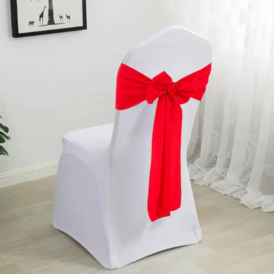 10 Pieces Red Classic Polyester Chair Sashes 8"x108" for Weddings & Events {2}