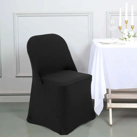 1 Piece Black Stretch Spandex Chair Cover for Classic Folding Seating {2}