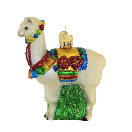 Old World Christmas 3.5 Inch Festive Alpaca Christmas Tree Ornament , Ornament South America Off-White {1}
