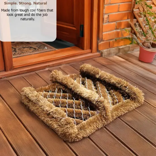 Gardenised Heavy-Duty Boot Scraper Brush Natural Coir Bristles on Durable Wire Frame for Outdoor Mud and Dirt Removal, Ideal for Cleaning Work Boots Hiking Shoes and Garden Footwear, 12x14 Inches {5}