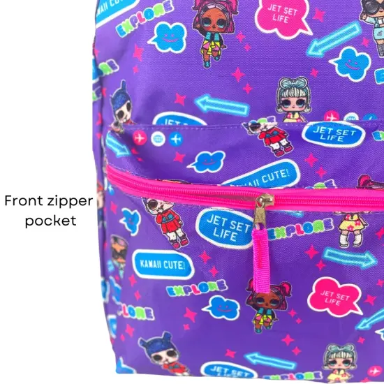 L.O.L. Surprise Dolls All Over Print Backpack With Pocket, 16" Inch {5}