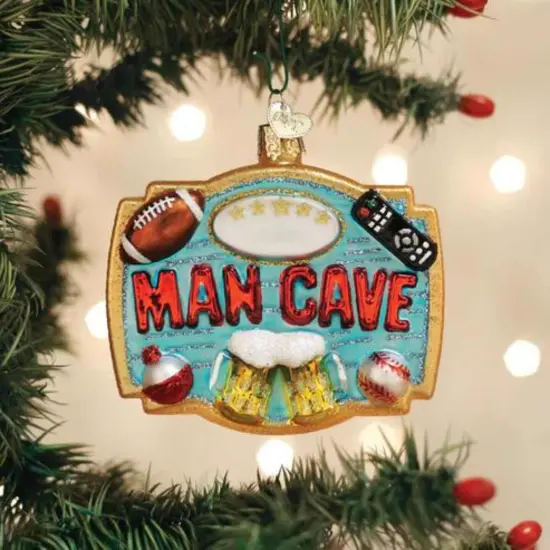 Old World Christmas 3.5 Inch Man Cave Tree Ornament , Ornament Football Remote Mug Of Beer Multicolored {3}