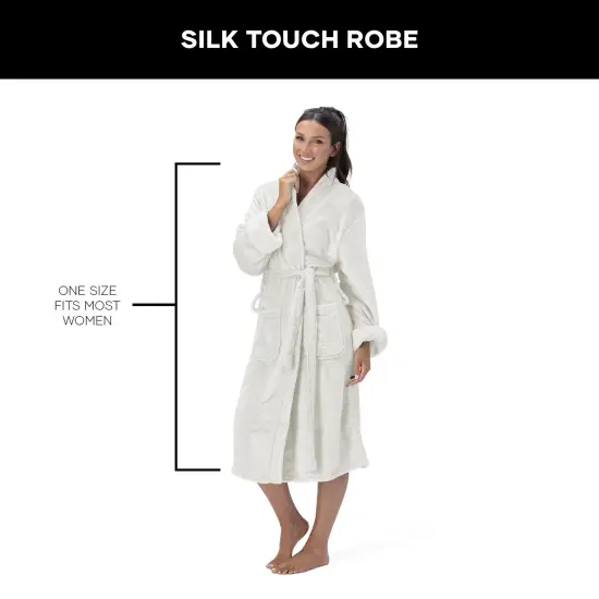 Northwest Unisex Optical White Silk Touch S/M Bathrobe 23&times;41 Inches {5}