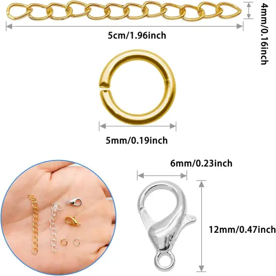 Lobster Claw Clasps and Extender Chains for Jewelry Making Supplies(300pcs) {3}