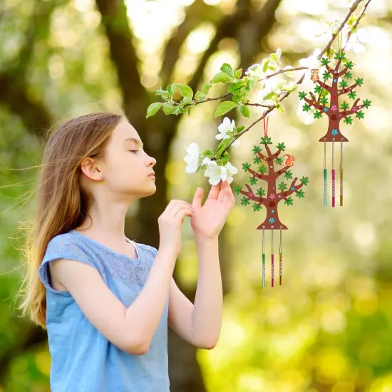 10 Pack Spring Wind Chime Kit for Kids Make You Own Spring Tree Wind Chime Wooden Arts and Crafts for Girls Boys {4}