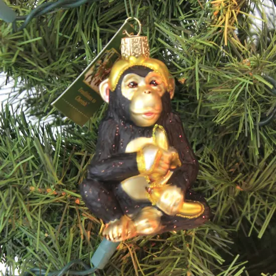 Old World Christmas 3.25 In Chimpanzee. Tree Ornament , Childlike Nature Black {3}