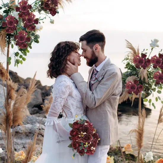 16 Packs Artificial Peony Flowers Faux Peonies Bouquet {4}