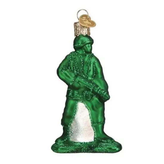 Old World Christmas 3.5 Inch Army Man Toy Christmas Tree Ornament , Christmas Decor Soldiers Play Battle Green {1}
