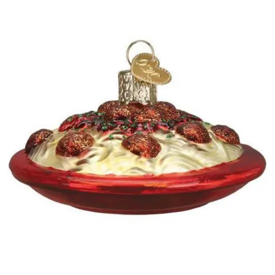 Old World Christmas 1.5 Inch Spaghetti And Meatballs Christmas Tree Ornament , Italian Dinner Dish Multicolored {1}
