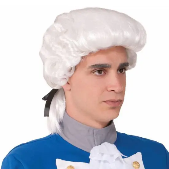Colonial Male Deluxe Adult White Costume Wig {1}