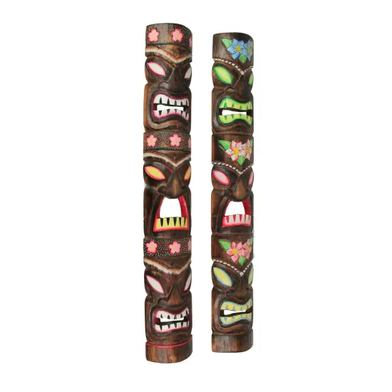 Zeckos Tiki Face Wall Masks &ndash; Hand-Carved 40&rdquo; Decor for Tiki Bars, Gardens {3}