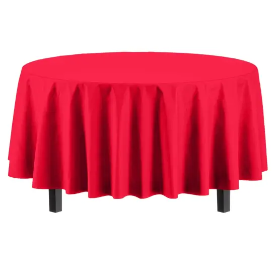 Exquisite Disposable Round Plastic Tablecloths &ndash; 12 Pack 84" Disposable Table Cloths &ndash; Indoor/Outdoor Party Tablecloth &ndash; Round Plastic Table Cover for Events & Party Supplies Red {5}