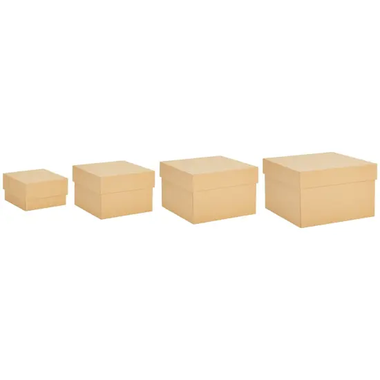 Stockroom Plus Set of 4 Sizes Square Nesting Gift Boxes with Lids for Presents, Stacking Decorative Goodie Box for Holidays, Wedding, Birthday, and Party Favors, (Brown) {4}