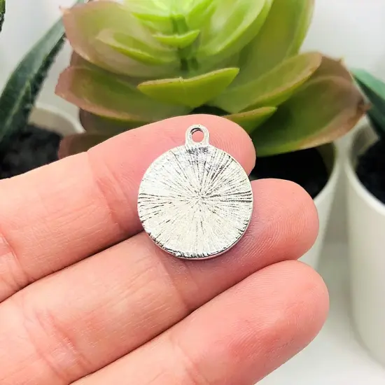 Antiqued Silver Azazel Demon Sigil Pendant Charm, 18x20mm {4}