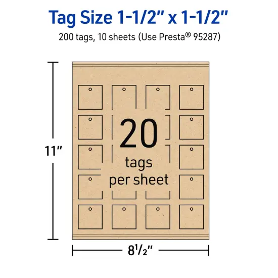 1-1/2" x 1-1/2" Square, Kraft Brown Printable Tags {5}