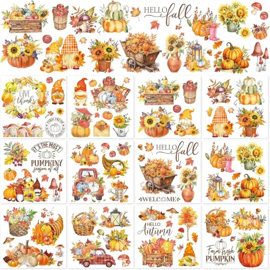 12 Sheet Thanksgiving Fall Rub on Transfers {1}